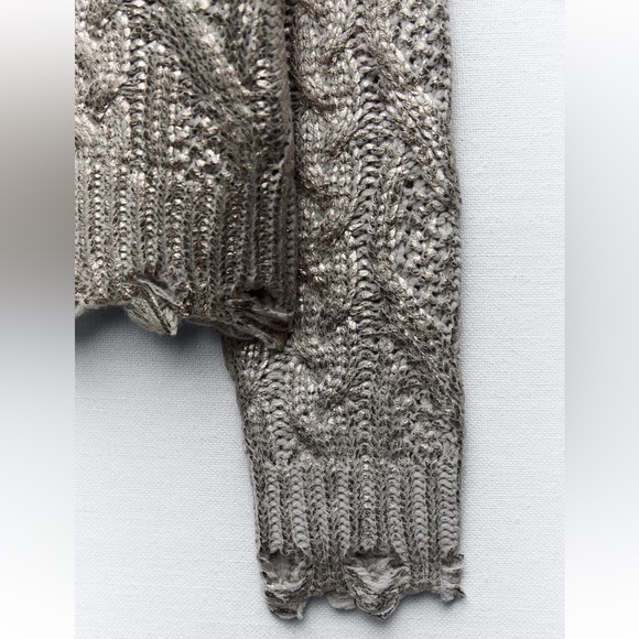 ZWT ZARA SS24 CABLE KNIT METALLIC SWEATER 4369/103 - Picture 6 of 7